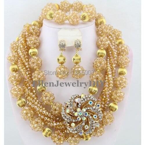 Indian African Beads Jewelry Set Crystal Beads Necklace Set African Jewelry Set Crystal Jewelry Set Free Shipping W6326