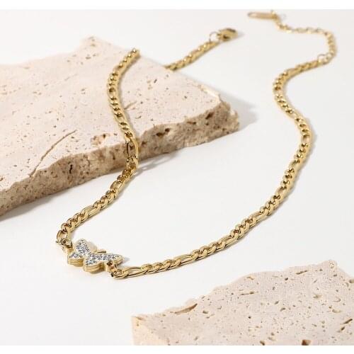 Exquisite Romantic Classic Gold Butterfly Pendant Necklace for Women Glitter Zircon Butterfly Necklace Fashion Jewelry Party