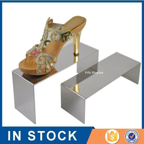 2 Pieces Set Metal Gold Silver Shoe Dispaly Riser Shoe Display Shelves