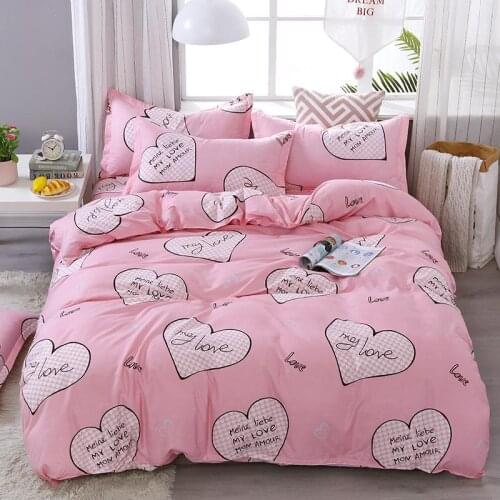 Pink Heart Letter Alphabet Bed Cover Set Lovers Duvet Cover Adult Child Bed Sheets And Pillowcases Comforter Bedding Set 61037
