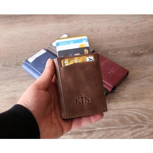 Valuaes Mechanism Card Holder Genuine Leather Patched 2021 Fashion Top Quality Unisex Purse Clutch Vintage Retro Wallet handmade