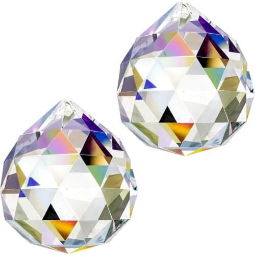 H&D 2pcs Clear Crystal Suncatcher for Window/Garden - Hanging Crystal Prism Ball - 40mm