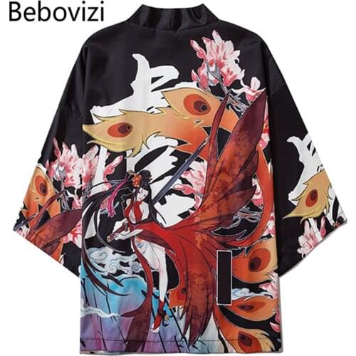 Bebovizi 2020 Summer Woman Chinese Style Anime Vintage Kimono Streetwear Men Women Cardigan Japanese Robe Female Clothing