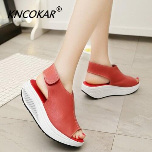 Summer Women Sandals Shaking Shoes Thick Slope Fish Head Women Sandals Shoes Sponge Waterproof Platform Large Size Sandals
