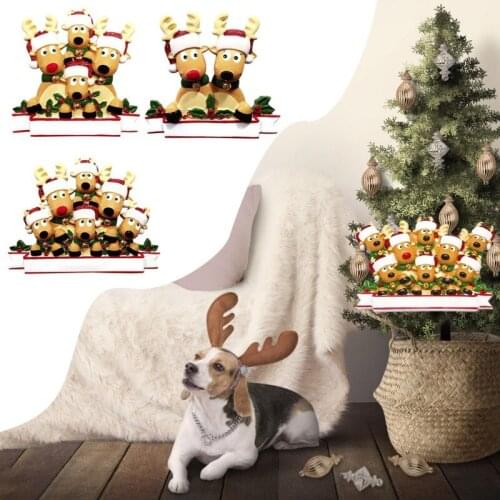 Elk Christmas Tree Pendant Deer Craft Ornament Christmas Decorations for Home New Year 2021Gifts Decorations Kids DIY Hanging