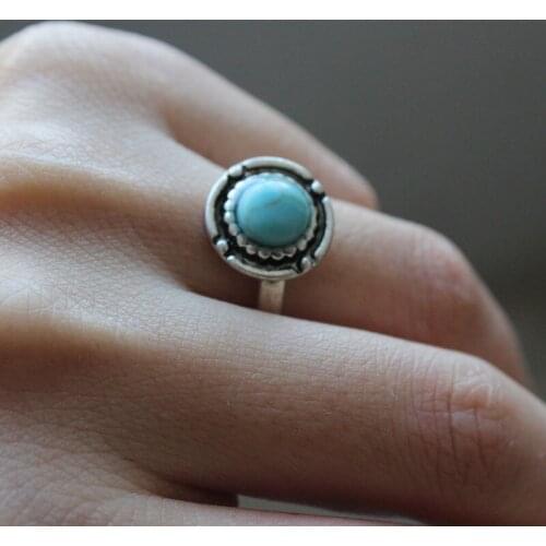 Fashion Circular Artificial stone Ring Antique Silver Style Stone Men Women Ring Wholesale Free shipping