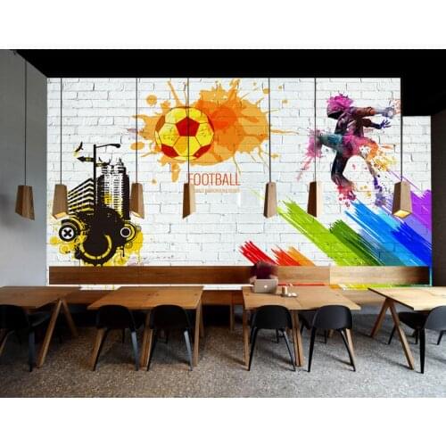 Custom wallpaper white brick wall painted football background mural home decoration living room bedroom dining room 3d wallpaper