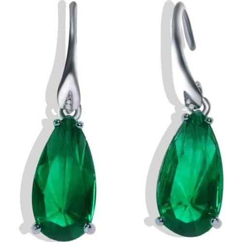 New Luxury Green Teardrop Zircon Earrings Fashion Wedding Jewelry Crystal Stone Earring For Women