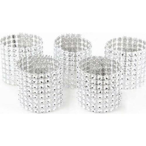 Wholesale 500Pcs/Lot Plastic diamond package silver napkin ring napkin buckle napkin hotel wedding supplies home decoration