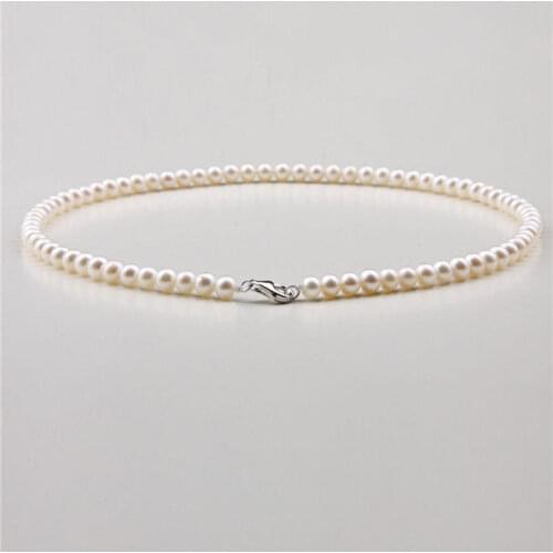 18" AAA 6-5 MM SOUTH SEA NATURAL White PEARL NECKLACE 925silver GOLD CLASP