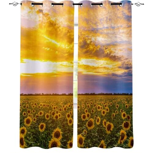 Sunflower Flower Field Curtains For Bedroom Living Room Modern Kitchen Windows Curtain Home Decoration Drapes