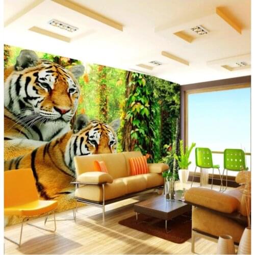 Custom photo wallpapers 3d murals wallpaper for walls Cartoon murals forest tiger sofa background wall papers home decor