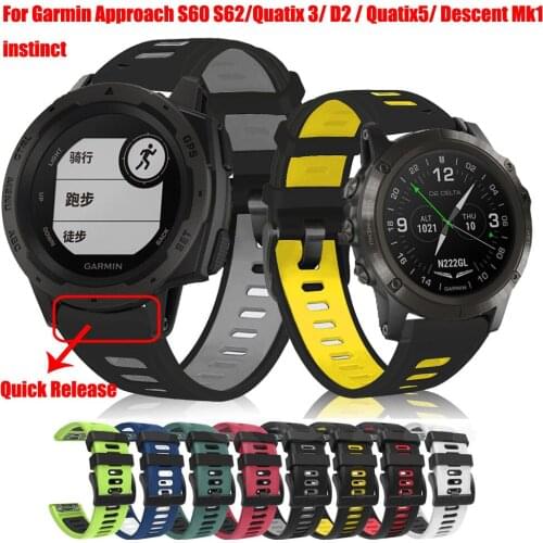 26 22mm Band Strap For Garmin Fenix 6 Approach S60 S62 5X Plus 3HR D2 Delta PX Instinct Quick Release Silicone Easyfit Wristband