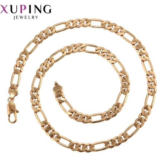 Xuping Luxury Mens Gold Color Plated Simple Charm Dainty Layering Fashion Vibes Long Necklace Jewelry Gifts 45522