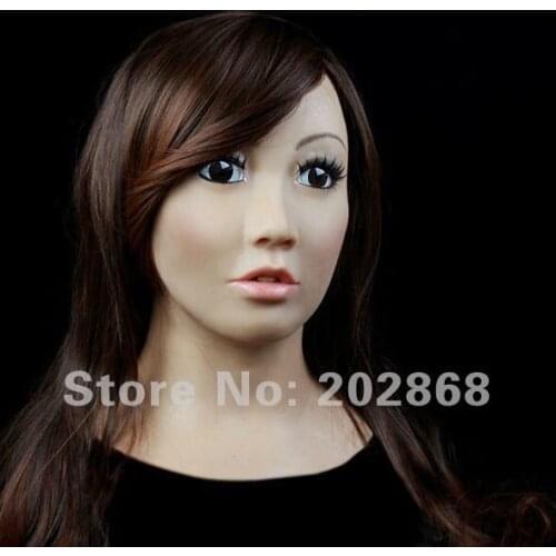 [SF-1] Party crossdress latex halloween Female Mask, props fixed with zipper