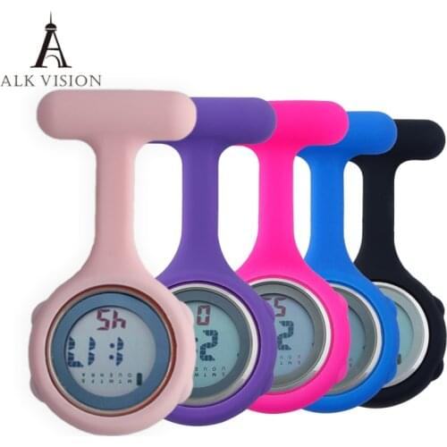 Nurse Watch Silicone Digital Nurse Watches Brooch Lapel Printed Rubber Sleeves Medical Clock Fob Watch Nursing Gift Dropshipping