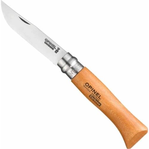 Opinel No 8 Carbon Steel Folding Pocket Knife with Beechwood Handle Camping Hiking Trekking Outdoor Hunting
