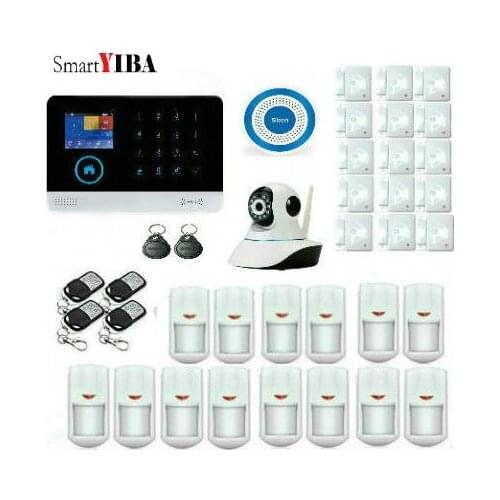 SmartYIBA Wireless Home Security GSM WIFI GPRS Alarm System IOS Android APP Remote Control RFID Card PIR Sensor Door Sensor kit
