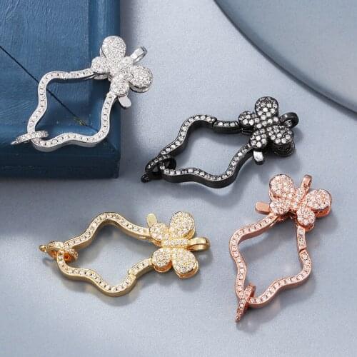 Rhinestone Geometric Jewelry Connector Lobster Clasp Hooks for Necklace Bracelet Keychain Metal Buckles DIY Accessories Supplies