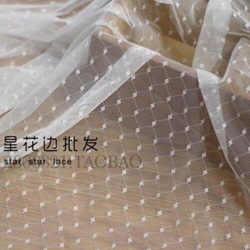 High-Quality Soft Polka Dot Stretch Lace Fabric DIY Wedding Dress Bottoming Shirt Underwear Children’s Clothing Mesh Fabric 0.5y