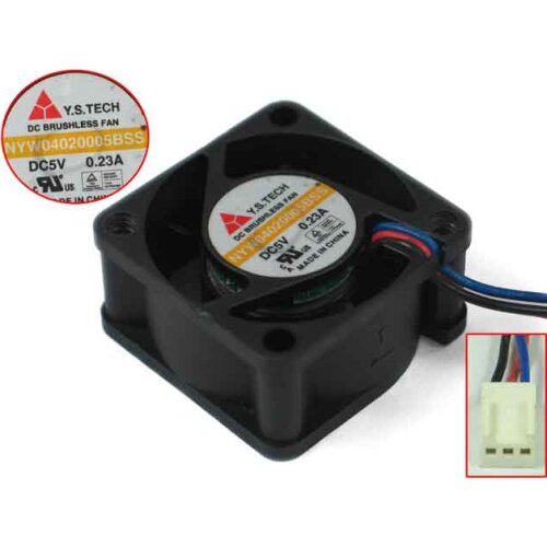Y.S TECH NYW04020005BSS DC 5V 0.23A 3-Wire 40x40x20mm Server Cooling Fan