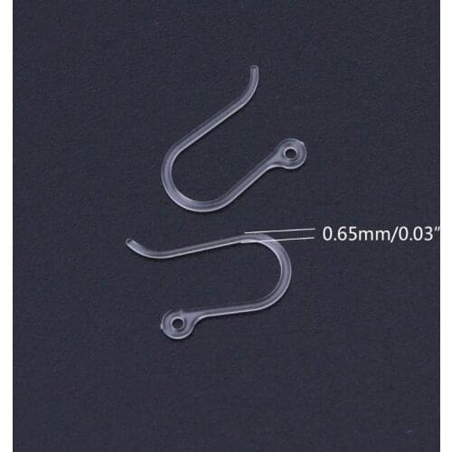 100Pcs 13 mm Comfort Non-Allergenic Plastic Ear Wire Hooks fashion Clear Resin Earring Findings DIY Jewelry