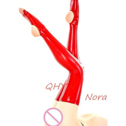 Handmade Women Sexy Costumes Latex Stockings No Toes Socks Fetish Long Step Foot sexy lingerie for women