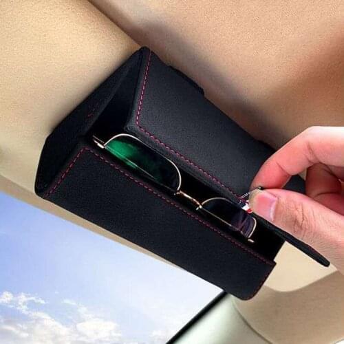 3 Colors Car Glasses Case Sun Visor Magnetic Fur Leather Car Sunglasses Holder Organizer Glasses Storage Box Universal 2020 2021