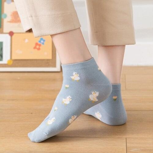 5 Pairs/Set Women Short Socks Cute Cartoon Animals Summer Low Cut Socks for Ladies Girls