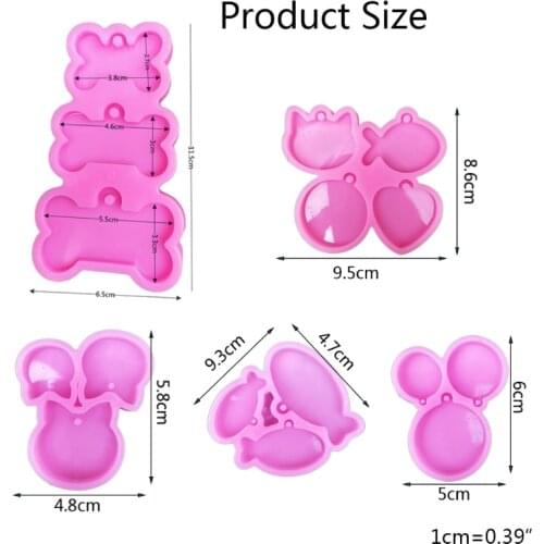 5 Pcs Fish Cat Round Pet Tag Pendant Epoxy Resin Mold Hanging Sign Keychain Silicone Mould DIY Crafts Decorations Jewelry N0HE