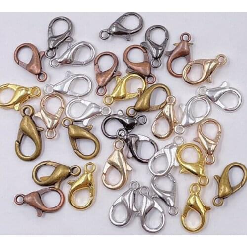 50Pcs(Pack) 10mm/12mm/14mm/16mm Plated Fashion Jewelry Findings,Alloy Lobster Clasp Hooks for Necklace&Bracelet Chain DIY