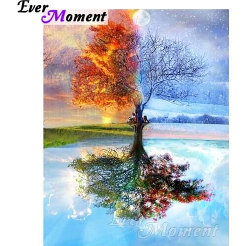 Ever Moment Diamond Embroidery Four Season Tree Diamond Mosaic Full Square Drills Home Decoration Diamond Painting ASF1129