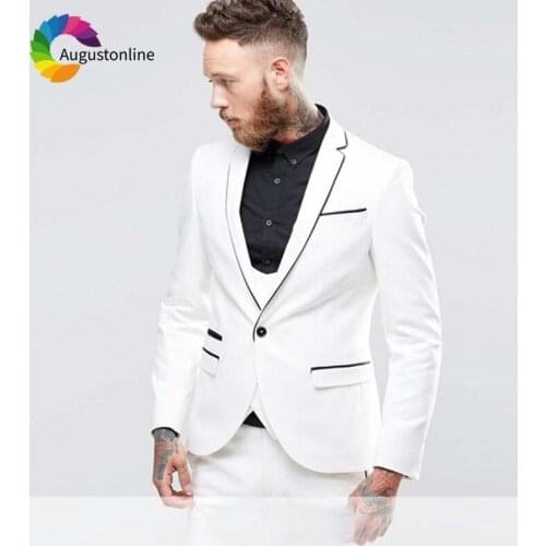 White Men Suits Wedding Suits Evening Party Prom Custom Slim Fit Casual Groom Tailored Tuxedos Best Man Costume Homme 3 Pieces