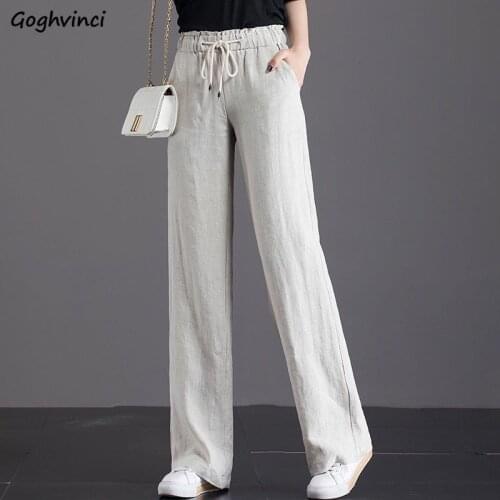 Casual Pants Women Solid High Waist Chic Korean Fashion Wide Leg Trousers Summer Large Size 3XL Harajuku Streetwear All-match