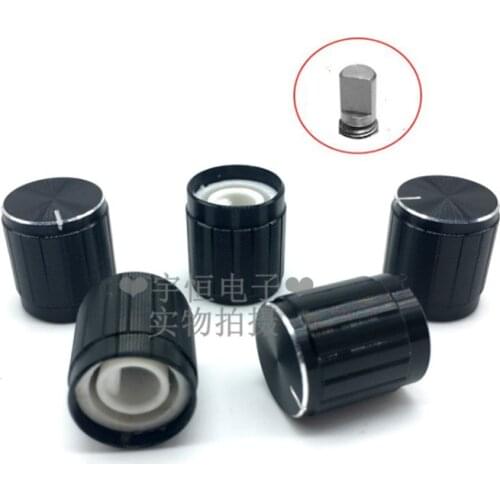 5 Pieces Black Aluminum Alloy Knob Diameter 15MM Height 17MM Half Shaft Hole Potentiometer Encoder Switch Cap