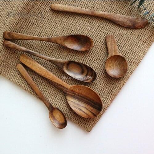 Teak Non-lacquer Soup Spoon Jam Knife Tableware High Quality Practical Cutlery Spoon Set of 8 Childrens Tableware
