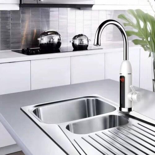 3000W Electric Water Heater Tap 360° Rotating LCD Digital Temperature Display Kitchen Tankless Instant Hot Water Faucet