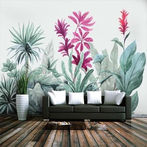 Custom Mural Wallpaper Tropical Rainforest Plant Banana Leaf Background Wall Painting