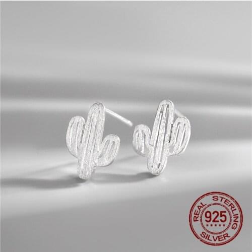 INEFFA 2021 100% 925 Sterling Thai Silver Womens Jewelry Fashion Cactus Stud Earrings Gift For Women Earring Girls Kids Lady