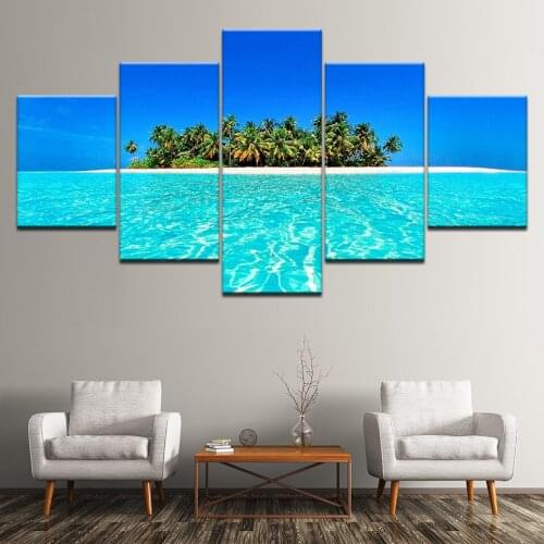 Canvas Painting tropical beach seaside tree 5 Pieces Wall Art Painting Modular Wallpapers Poster Print living room Home Decor