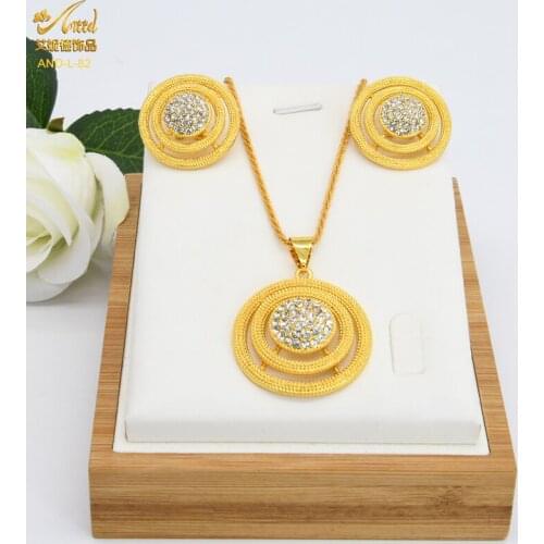 ANIID Juwelry Set Necklace Pendant Earrings Women Gold Plated Designs With Price Arabic Multi Color Wedding Dubai African Indian