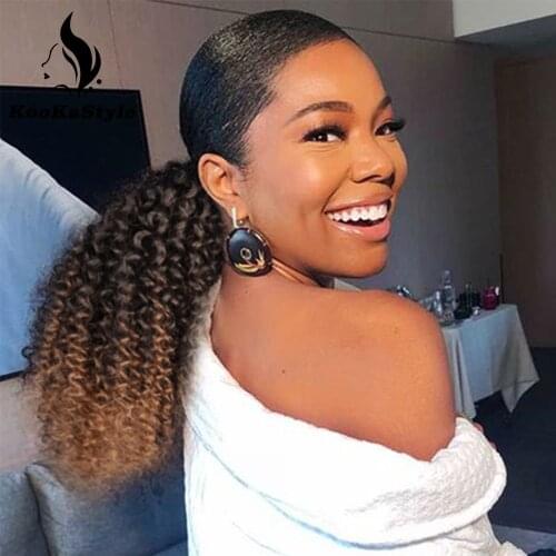 KookaStyle Afro Kinky Curly Ponytail Extensions for Black Women Curly Drawstring Puff Fluffy Ponytail Clip in Hairpieces