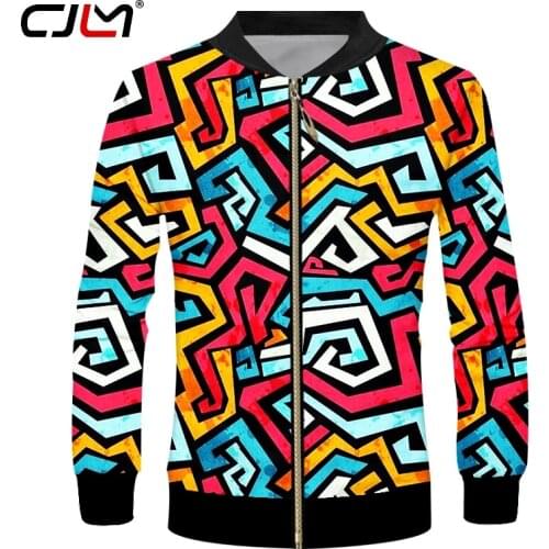 CJLM Jackets New Long Sleeve Coat 3D Outwear Printed Maze Colorful Pattern Funny Large Size Costuming Unisex Winter Jackets