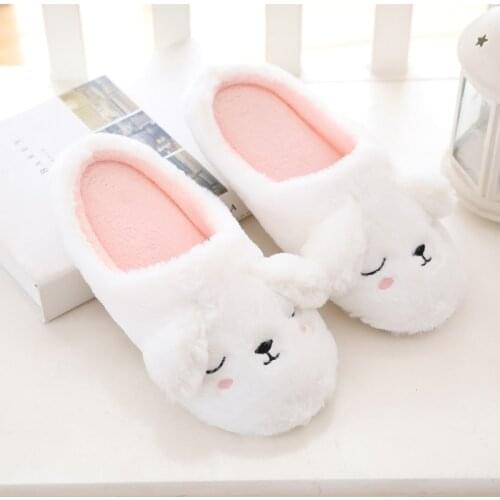 Millffy Cute cortoon cozy comy home indoor warmwhite rabbit slipper Cartoon sleep bunny Plush Slippers women slipper