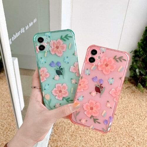 Fashion Rose Flower Soft TPU Cases For iPhone 8 7 Plus 11 12 Mini Pro Max Cover for SE 2020 X Xs Max Xr Cases Transparent Cover
