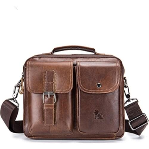 Mens Bags Retro Mens handbags Genuine Leather mens crossbody bag Fashion shoulder briefcase The first layer of leather bag