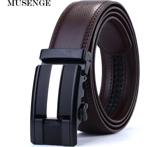 MUSENGE Designer Waist Leather Men Belts Mens Strap Cintos Para Homens Ceinture Homme Luxe Marque Automatic Cinturon Hombre