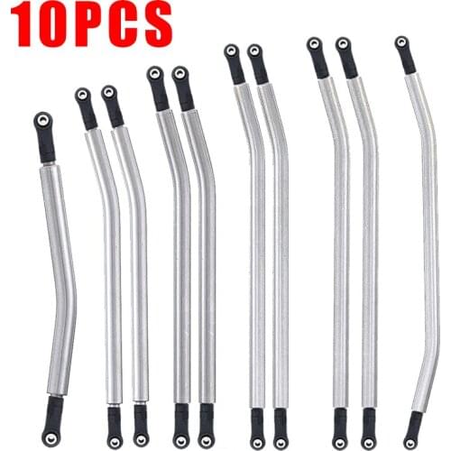 10Pcs Metal Link Rods Linkage Kit 87/104/120/137/143/145mm Link Rods Upgrade Parts for 1/10 Axial SCX1090046 90047 90075 RC Car