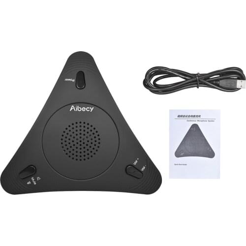 Aibecy USB Desktop Computer Conference Omnidirectional Condenser Microphone Mic Speaker Speakerphone 360° Audio Pickup Plug