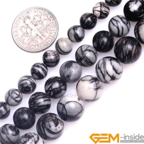 Natural Black Web Webbed Jaspers Accessories Round Beads For Jewelry Making Strand 15 inch DIY Jewelry Bead For Bracelet Gift